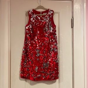H & M Girls Red/Silver Sequined Dress, Size 7-8